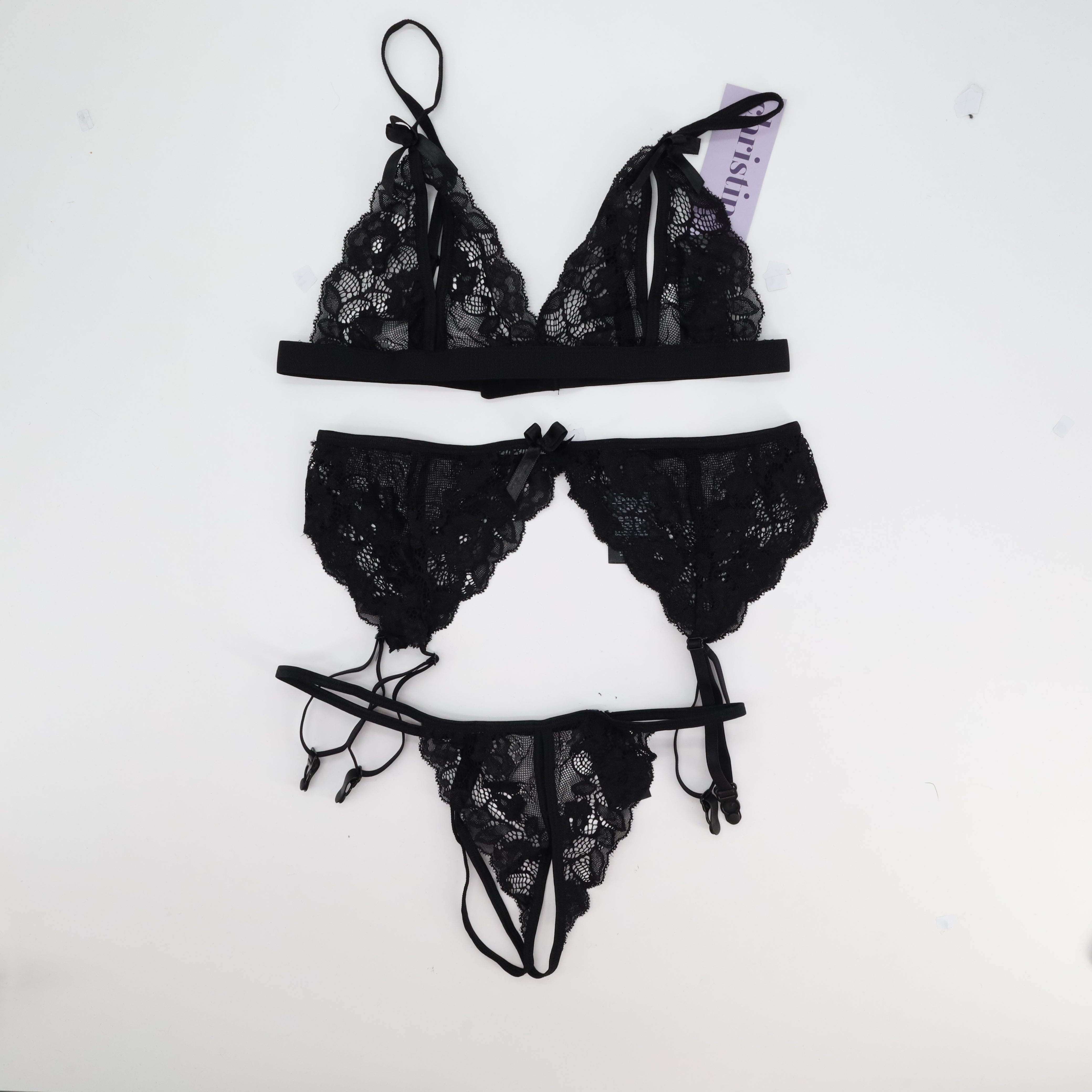 Ensemble de lingerie sexy Christine par Christine Leduc Noir