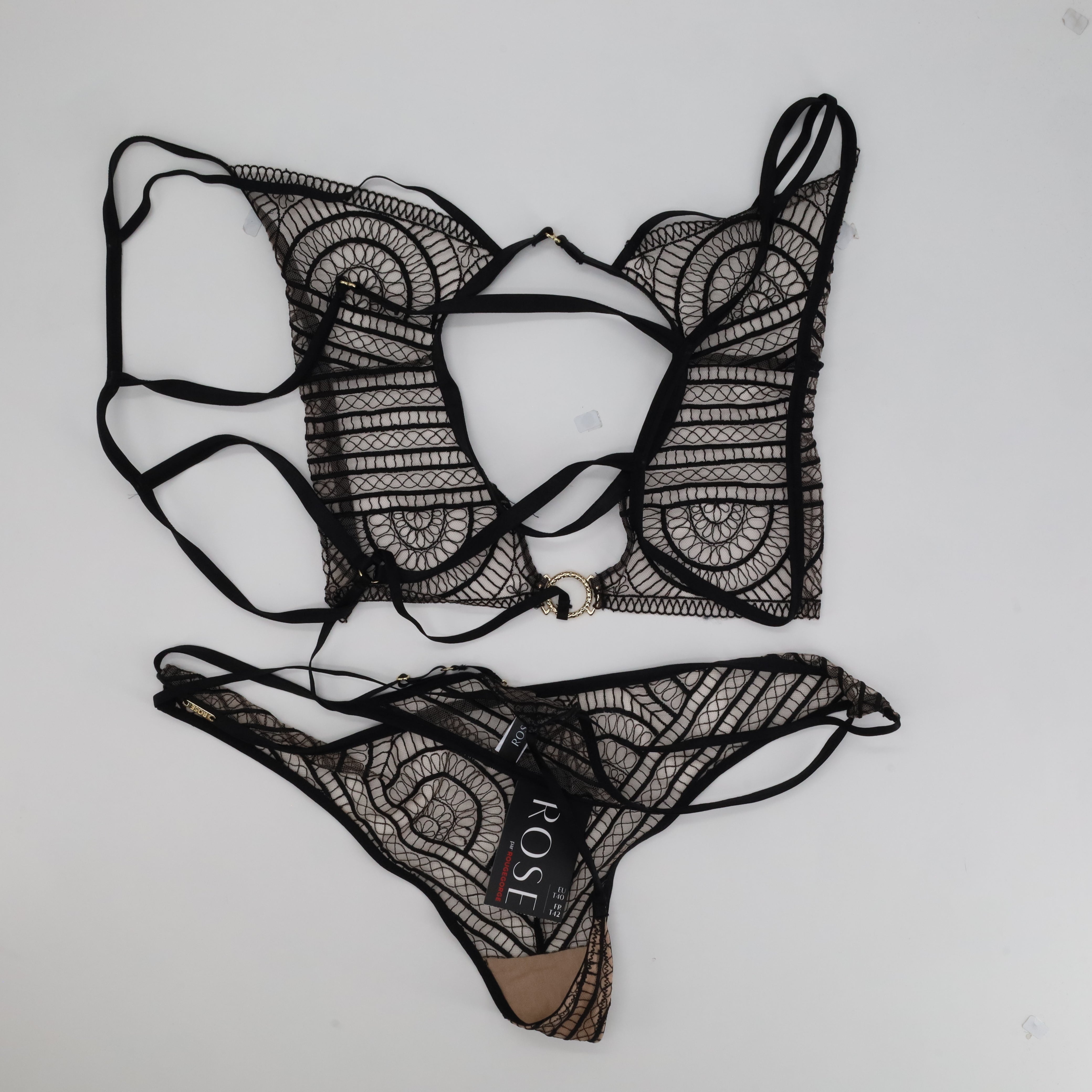 Ensemble de lingerie sexy Rose Noir