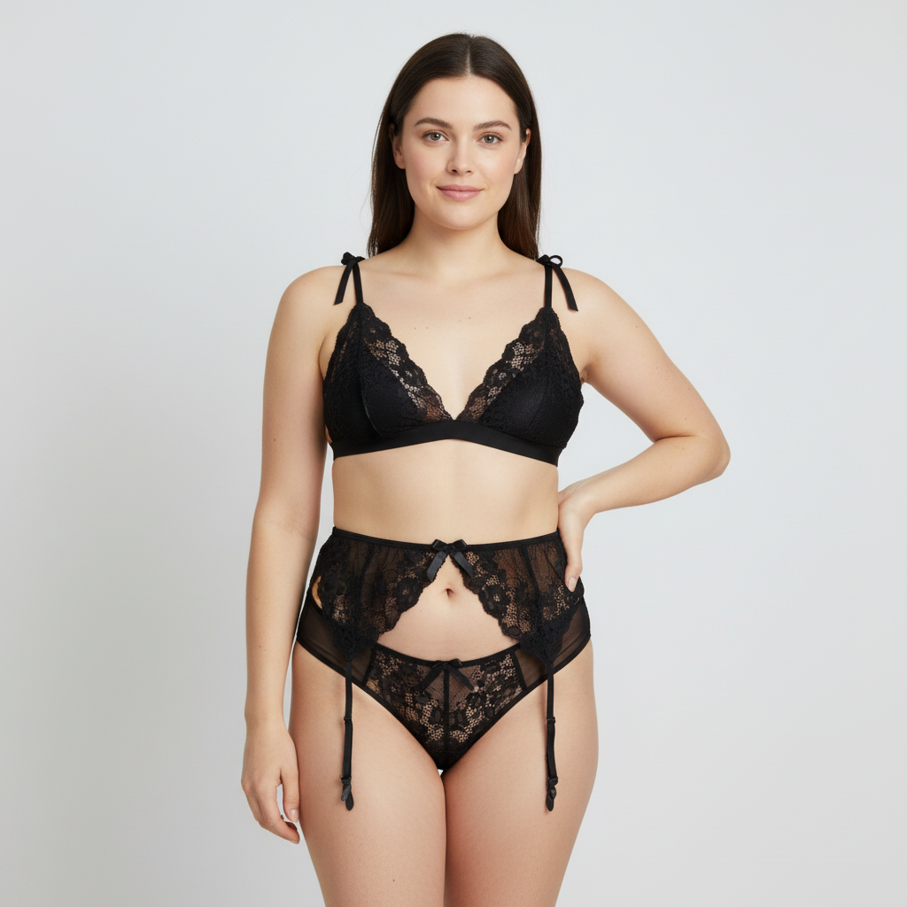 Ensemble de lingerie sexy Christine par Christine Leduc Noir