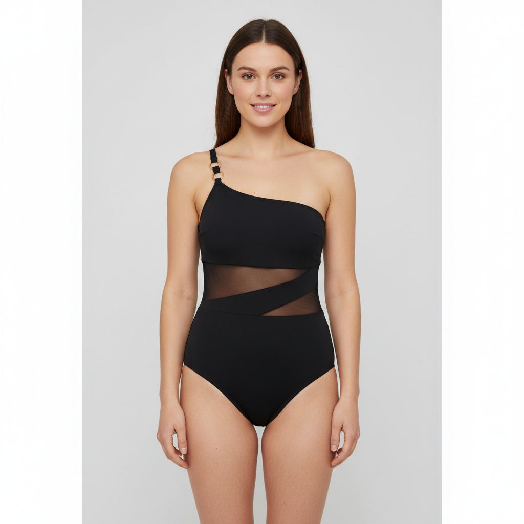 Maillot 1 pièce Rose Noir