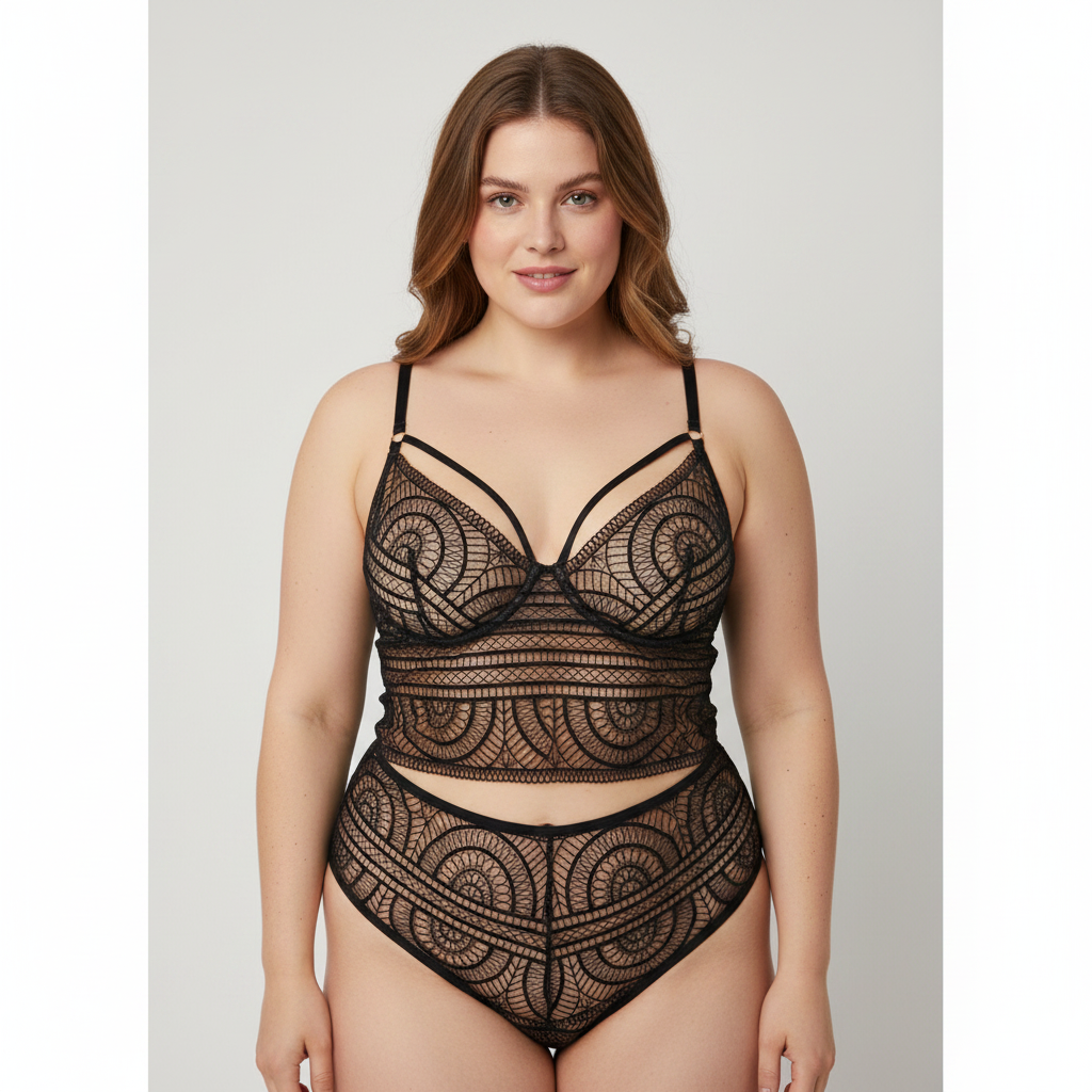 Ensemble de lingerie sexy Rose Noir