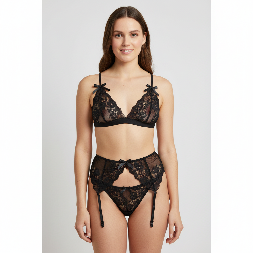 Ensemble de lingerie sexy Christine par Christine Leduc Noir